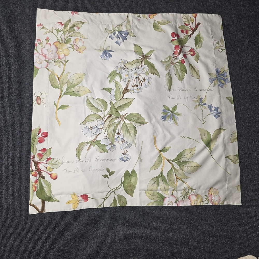 Pottery Barn Floral Bed Pillow Case %100 Organic Cotton Euro Style 30 x 30 in - Picture 5 of 8